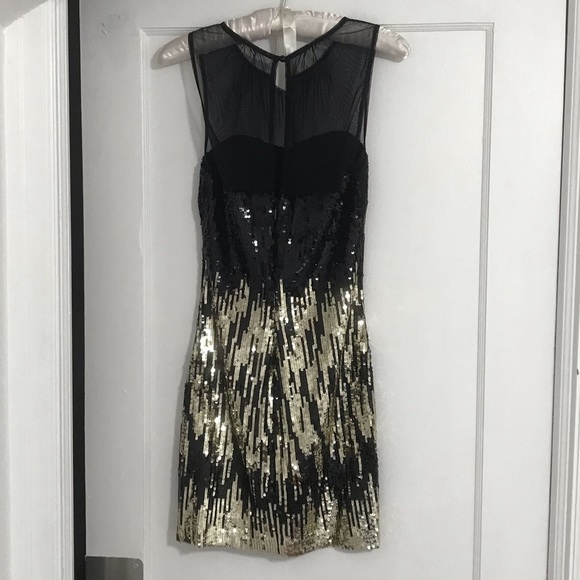 bebe Black and Gold Sequin Mesh Mini Party Dress | XS | Great condition - Picture 2 of 5